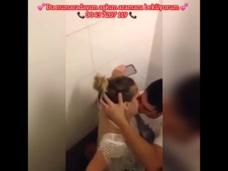 finally, the couple who can't stand it, fucks in the toilet